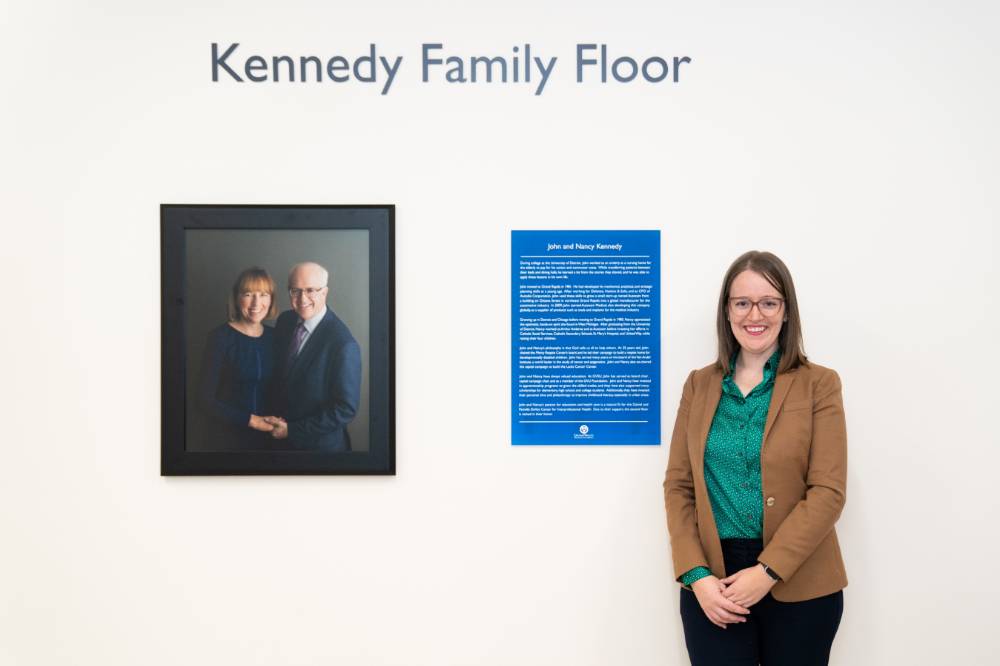 Attendee outside the Kennedy Family Floor